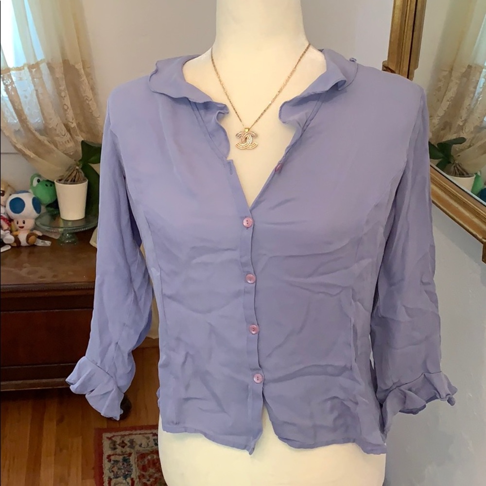 ANN Taylor Blue Silk Blouse